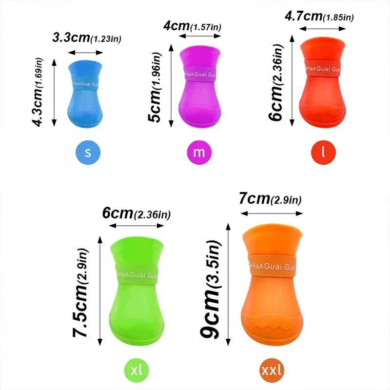 4Pc/Set Pet WaterProof Rainshoe Anti-slip Rubber Boots for Chihuahua Outdoor Footwear Socks Dog Ankle Boots Pet Accessories