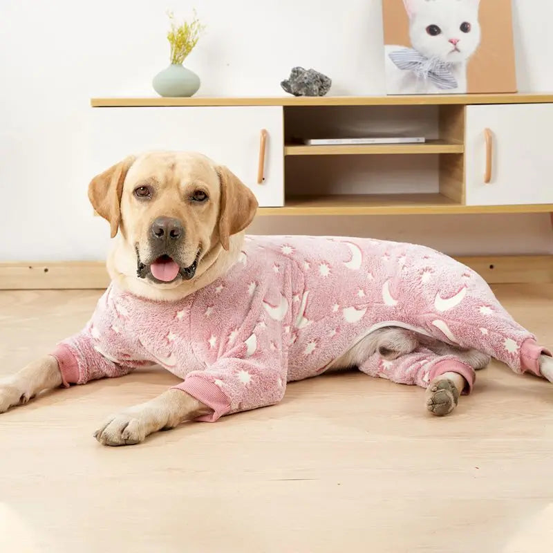 Dog Pajamas Four Legs Pet Fleece Jumpsuit Winter Warm Dog Jumpsuit Cute Pet Clothes Onesies for Medium Large Dogs Labrador Coat