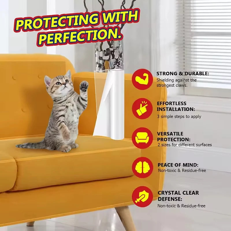 Cat Scratch Deterrent Tape Furniture Protectors From Cats Transparent Self-Adhesive Pet Training Tape for Sofa Furniture Sticker