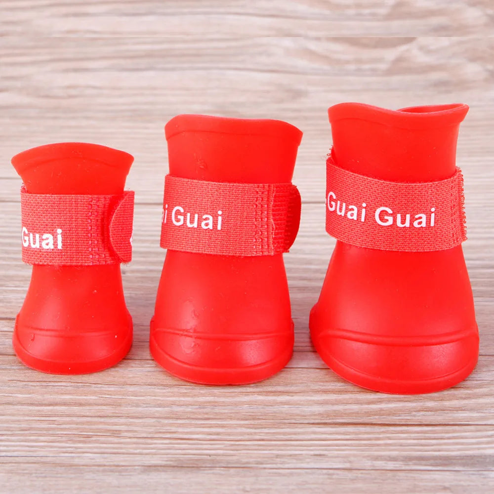 4PCS/SET Dog Boots for Small Dogs   Pet Dog Shoes Waterproof Pet Rain Shoes for Dog Puppy Rubber Boots Durable Shoes