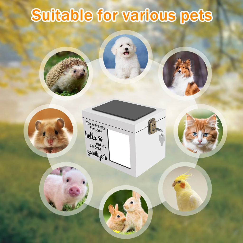 Wood Pet Memorial Urn DogCremation Urn with Photo Frame Key and Lock Personalized Pet Keepsake Memory Box for Dog or Cat Ashes
