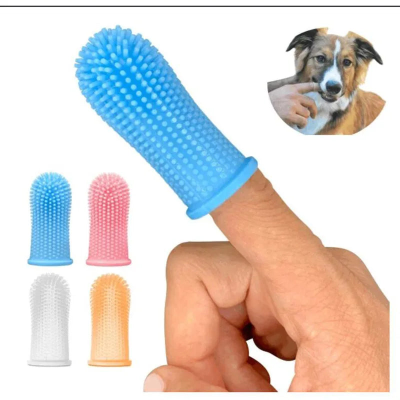 Pet Finger Toothbrush Dog Super Soft Teeth Cleaning Bad Breath Care Nontoxic Silicone Tooth Brush Tool Dog Cat Cleaning Supplies