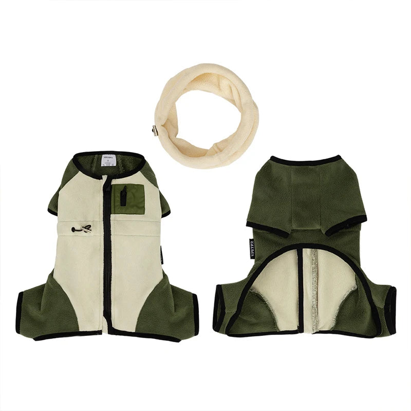 Winter Dog Jacket Italian Greyhound Whippet Vest Warm Dog Coat Wind-proof Polar Fleece High Collar Detachable Dog Clothes