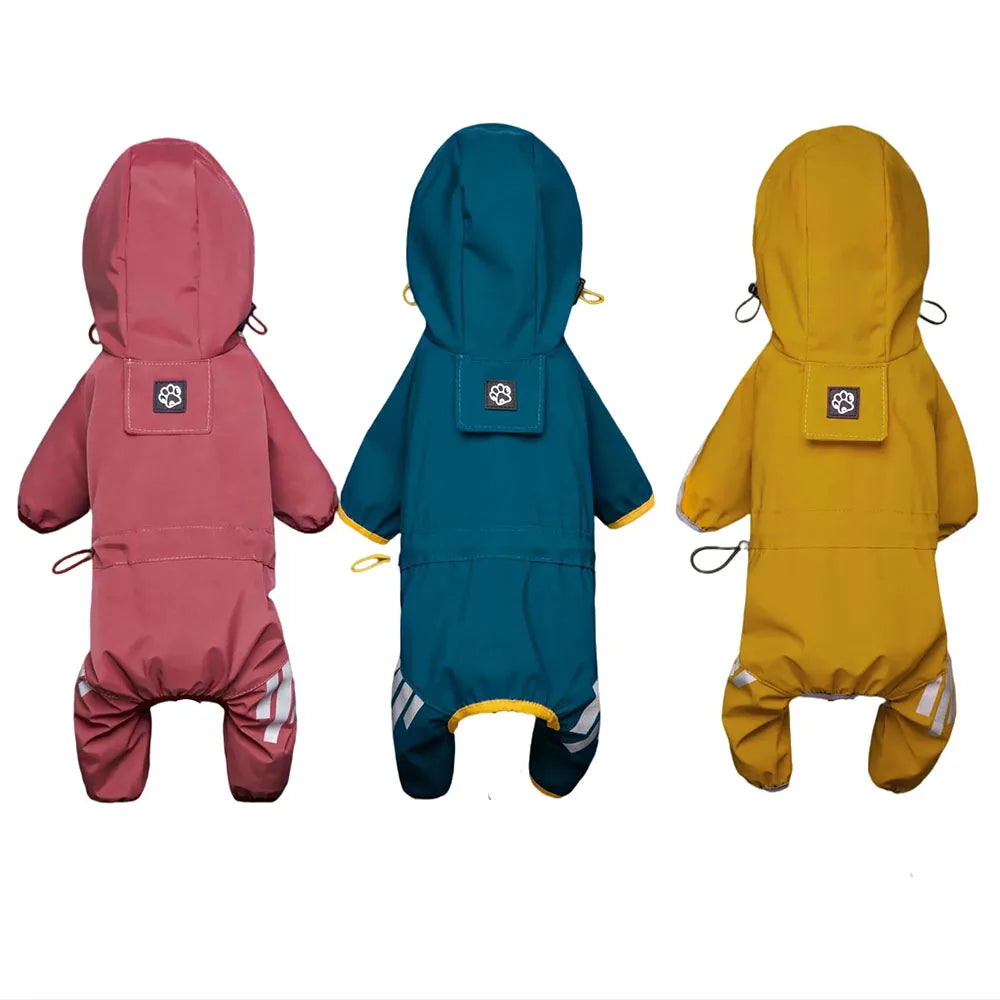 Dog Raincoat Waterproof Dog Rain Jacket with Hood Reflective Dog Rain Coat with Leash Hole Lightweight Waterproof Puppy Clothes