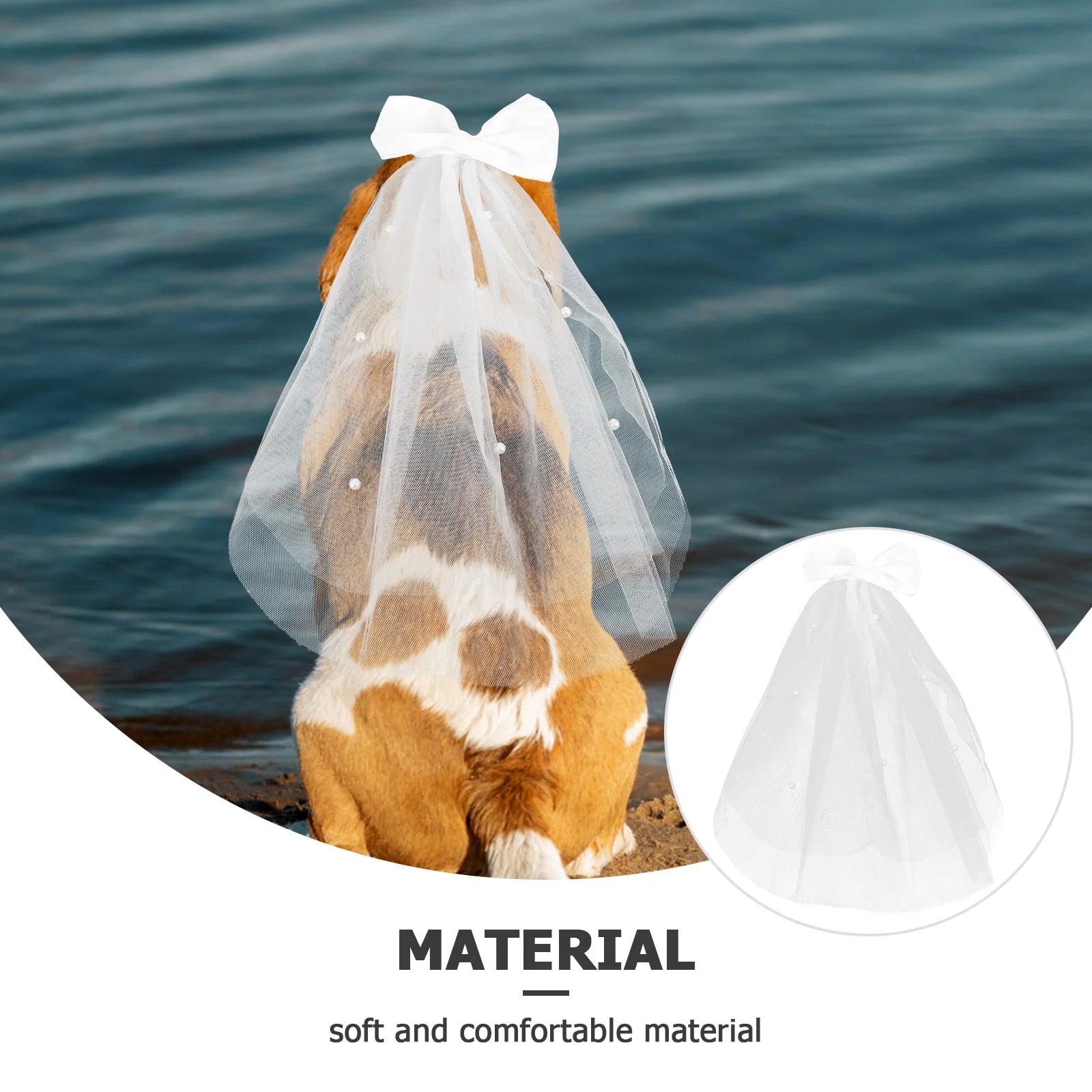 Elegant Gauze Bow Veil Pet Butterfly Ribbon Headwear Dog Bride Wedding Headdress Soft Comfortable Accessory For Party