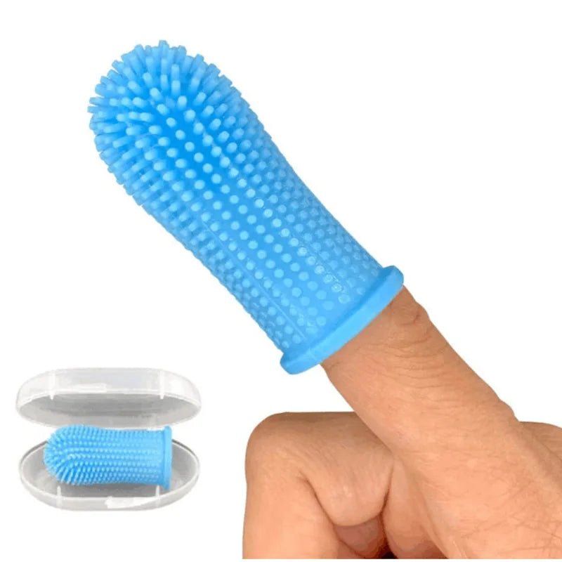 Pet Finger Toothbrush Dog Super Soft Teeth Cleaning Bad Breath Care Nontoxic Silicone Tooth Brush Tool Dog Cat Cleaning Supplies