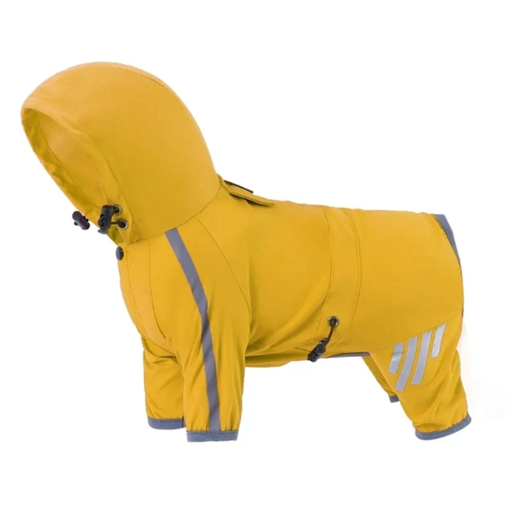 Dog Raincoat Waterproof Dog Rain Jacket with Hood Reflective Dog Rain Coat with Leash Hole Lightweight Waterproof Puppy Clothes