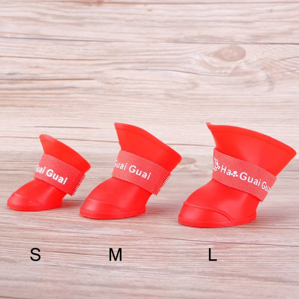 4PCS/SET Dog Boots for Small Dogs   Pet Dog Shoes Waterproof Pet Rain Shoes for Dog Puppy Rubber Boots Durable Shoes