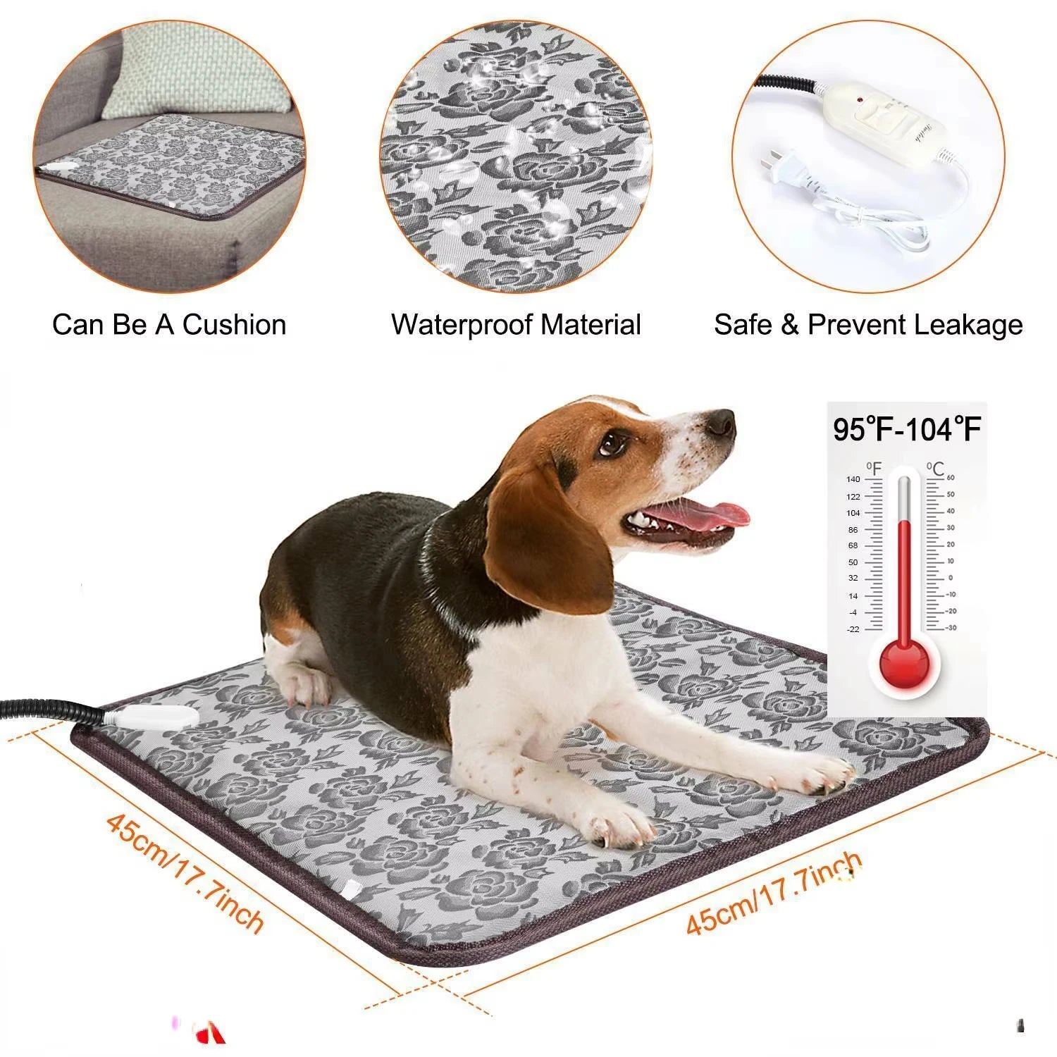 Pet Heated Mat Dog Temperature Adjustable Dog Heating Pad Waterproof Electric Heating Pad Timer Dog Sleeping Supply waterproof ﻿
