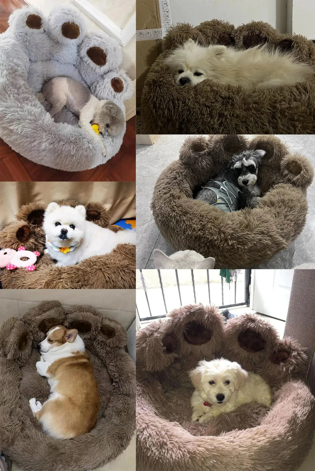 Dog Bed Cat Pet Sofa Cute Bear Paw Shape Comfortable Cozy Pet Sleeping Beds For Small Medium Large Soft Fluffy Cushion Dog Bed