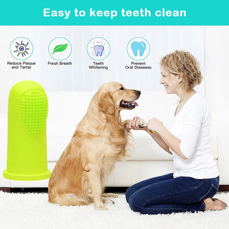 Pet Finger Toothbrush Dog Super Soft Teeth Cleaning Bad Breath Care Nontoxic Silicone Tooth Brush Tool Dog Cat Cleaning Supplies