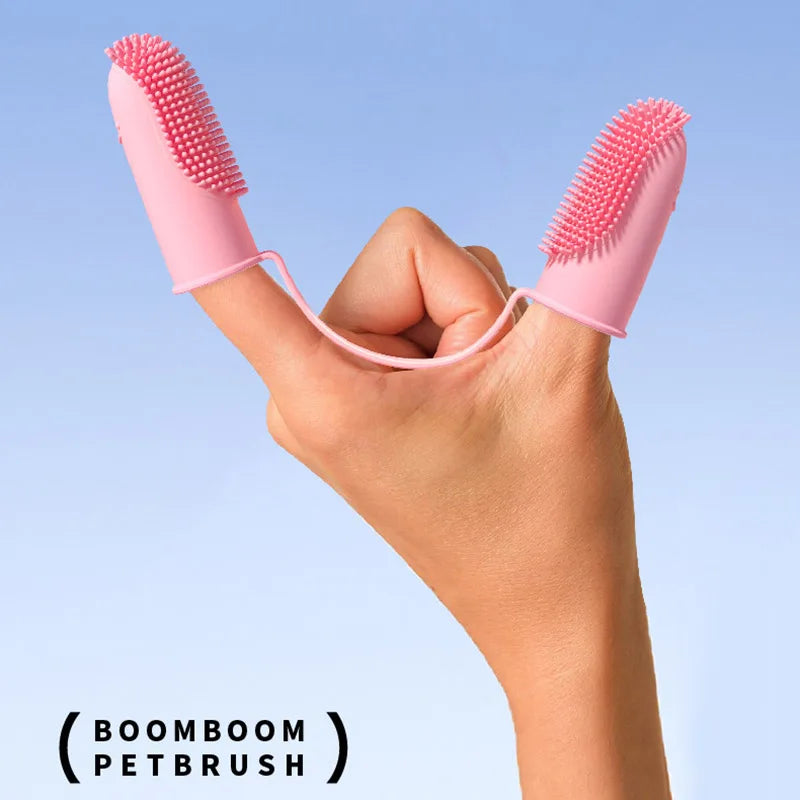 Pet Finger Toothbrush Dog Super Soft Teeth Cleaning Bad Breath Care Nontoxic Silicone Tooth Brush Tool Dog Cat Cleaning Supplies