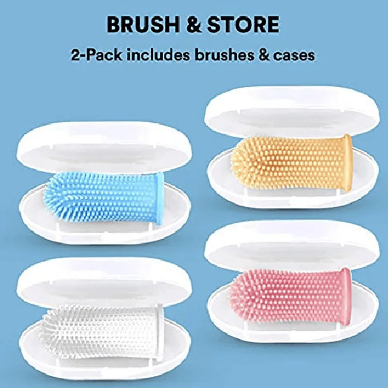 Pet Finger Toothbrush Dog Super Soft Teeth Cleaning Bad Breath Care Nontoxic Silicone Tooth Brush Tool Dog Cat Cleaning Supplies