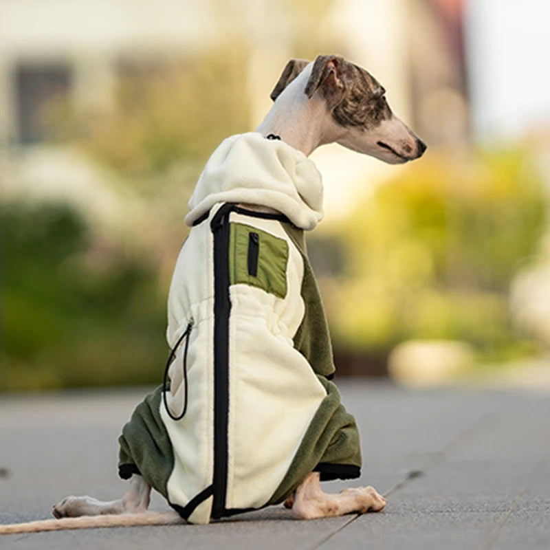 Winter Dog Jacket Italian Greyhound Whippet Vest Warm Dog Coat Wind-proof Polar Fleece High Collar Detachable Dog Clothes